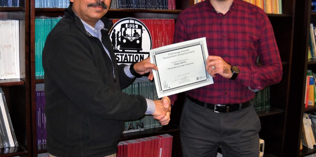 Ehsan Rahimi receiving the George Krambles Scholarship
